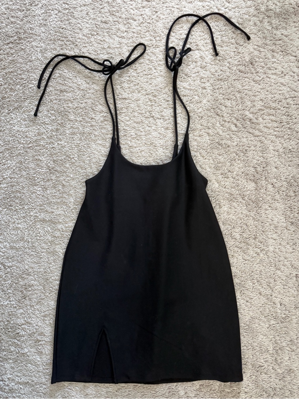 Black under bust Tie-Shoulder Mini Dress